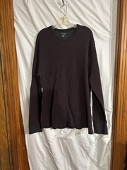 Sonoma Men’s XXL L/S Pullover Tshirt Gray Burgundy Stripe