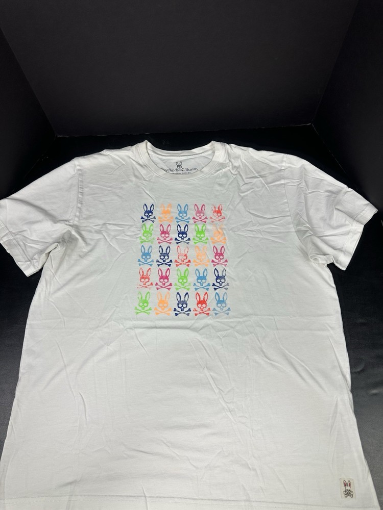 Psycho Bunny Barbon Graphic Tshirt With Rainbow Skull Sz 8 Robert Godley Fashion