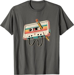 Retro Cassette Tape with Pencil 80s 90s Music Vintage Party T-Shirt
