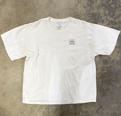 Glock Graphic Print Double-Sided White Crew Neck Tee XL Gildan Heavy Cotton