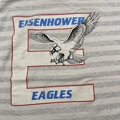 Vintage 90s Eisenhower Eagles Senior High School Shirt Medium 20×26 Striped Gray