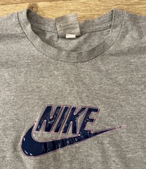 Nike Shirt Men XL Vintage Gray Long Sleeve Vinyl Logo Y2K No Finish Line