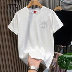 Men’s Dragon Embroidery T-Shirt Casual Short Sleeve Cotton Hip Hop Tee Top