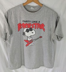 Vintage Peanuts SNOOPY T Shirt Delta Tag Party Like a Rockstar Unisex L Gray
