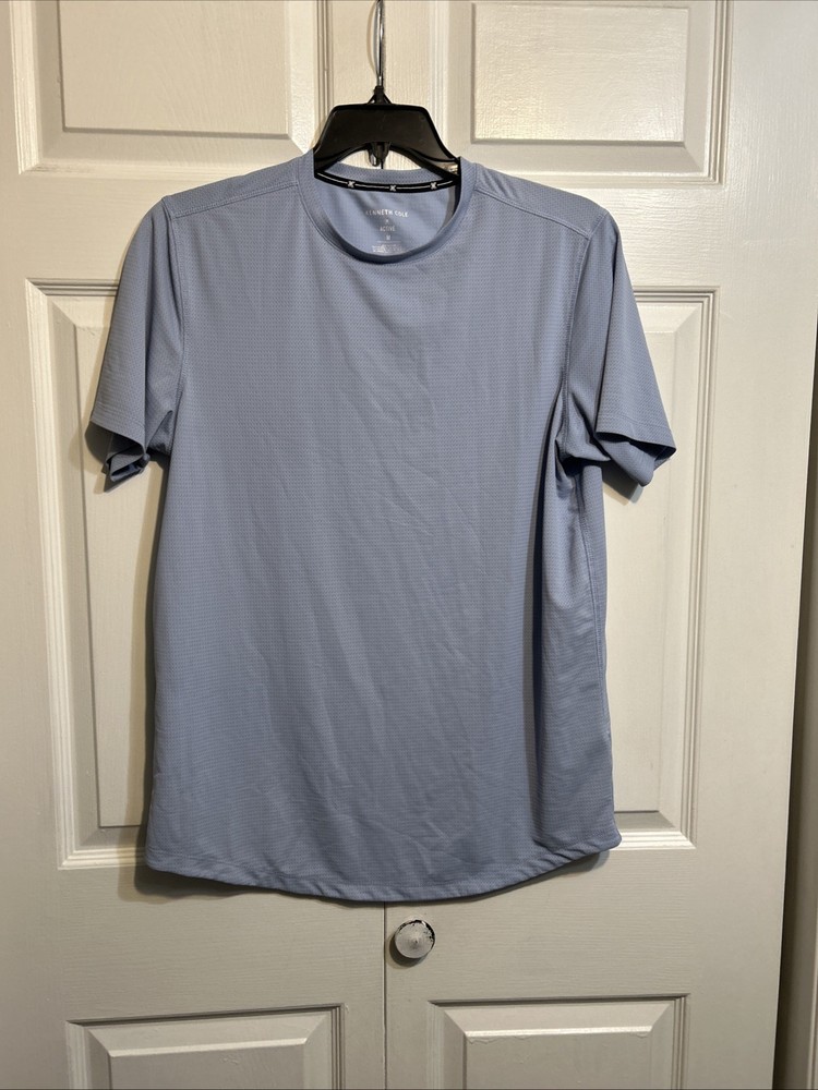 Kenneth Cole Active Short Sleeve Crew Neck T-Shirt Size M Medium Light Blue Mens