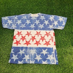 Vintage 80s American Flag Stars AOP Shirt Large 22×27 Crop