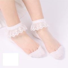 Womens Cute Lace Ruffle Socks Kawaii White Frilly Socks for Girls Ultra Thin …