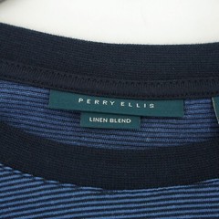 Perry Ellis Men’s Short-Sleeve Shirt XL Blue Black Striped Pocket NWT