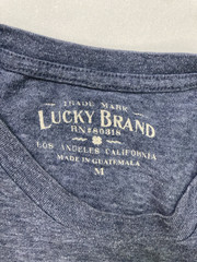 Lucky Brand Too Tough To Beat Pin Up Sexy Girl Graphic T-shirt Men Medium Blue