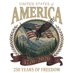 USA 250th Anniversary Vintage Graphic T-Shirt 1776-2026