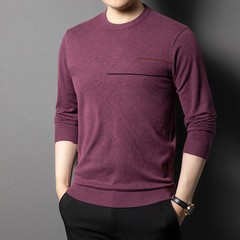 Anti-Pilling High-End Knit Men Pullover Sweater Jumper New Lightweight Round Nec