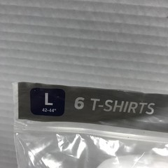 1 6Pk Hanes Men L 42-44 Soft White Tagless Ringspun Cotton T-Shirts