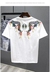 Men’s Dragon Embroidered T-Shirt Casual Short Sleeve Summer Ethnic Style Top