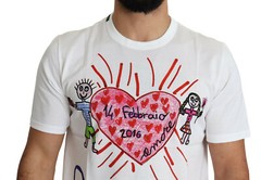 DOLCE & GABBANA T-shirt White Saint Valentine Hearts Print Men IT46/US36/S $600