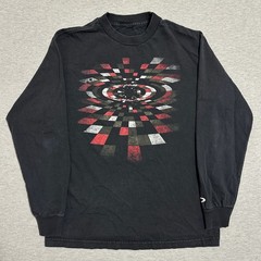 Oakley Y2K Checkerboard Vortex Spiral Graphic Long Sleeve Tee Faded Black Small