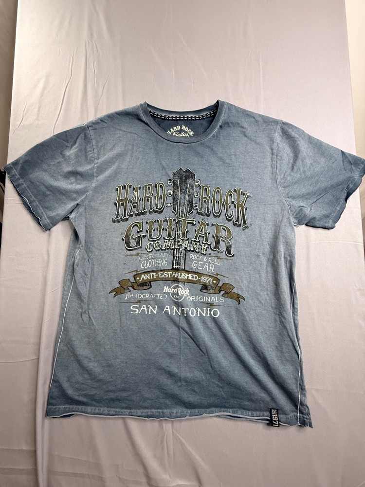 Hard Rock Cafe San Antonio Shirt Mens XXL Blue Mineral Wash Guitar Company