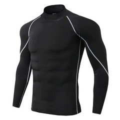 Men T-shirt Quick Dry Bodybuilding Running Shirt Long Sleeve Compression Top Gym