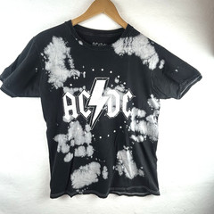 AC DC Black & White Acid Wash T-Shirt 2023 Perryscope Production Size M Cotton