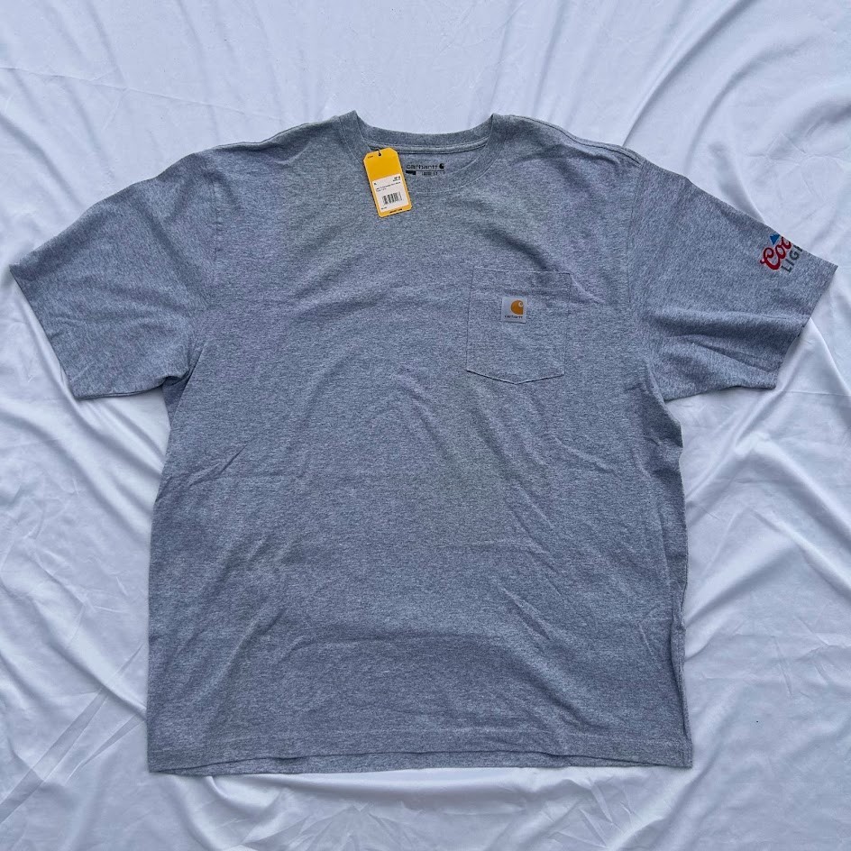 Carhartt Heavyweight Coors Light Pocket T Shirt NWT Grey Blue Red Logo Size XL