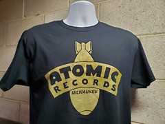 New! ATOMIC RECORDS Milwaukee GOLD BOMB LOGO Authentic T-Shirt S-M-L-XL-XXL-XXXL