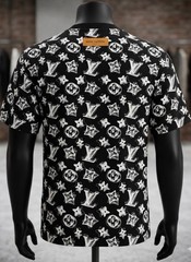 Louis Vuitton Monogram All Over Print T-Shirt Black White XXL Made France
