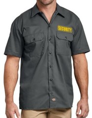 NEW MENS PRINTED SECURITY GUARD UNIFORM HEAVY THICK BUTTONS WORK DICKIES SHIRTS