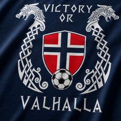 Norway Soccer T-Shirt Viking Victory or Valhalla Football Fan Norse Flag (S-5XL)
