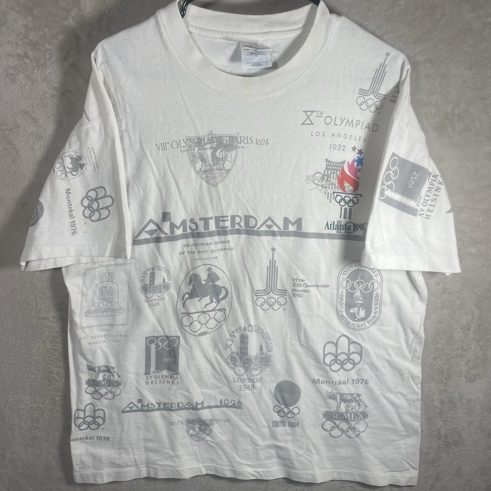 Vintage Hanes 1996 Atlanta Olympics Shirt Adult XL White Black Cities Men