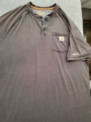 Carhartt Force Men’s Relaxed Fit Henley Pocket T-Shirt Gray 2XL Tall Solid