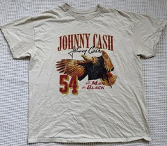 Johnny Cash Shirt Mens XL Beige Country Music Eagle Casual Concert Fest Rodeo