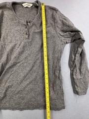 G.H. Bass & Co. Men’s Medium Gray Marled Henley Long Sleeve Shirt 100% Cotton M