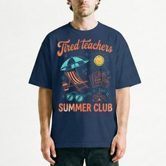 Tired Teachers Summer Club T-Shirt Funny School Break Beach Vacation Mode Tee