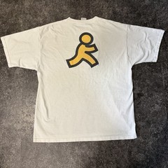 Vintage AOL America Online Men’s XL White Short Sleeve Shirt Running Man 90s Y2K