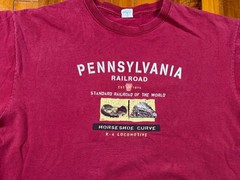 Vintage Pennsylvania Railroad Horseshoe Curve K-4 Locomotive Train Tee Fit XL