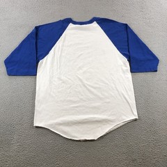 Vtg Crenshaw By Nature T Shirt Men’s L White Blue USA Raglan 3/4 Sleeve