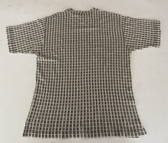 VTG Giorgio Danieli Mens Knit Shirt Small Textured Black Gold Blocks Italy Made