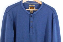 Foundry Men’s Henley Thermal Shirt Size XLT Blue Long Sleeve Waffle Knit