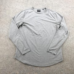 Cuts Shirt Mens Medium Gray Long Sleeve Curve Hem Crewneck Tee Solid Casual Top