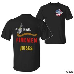 Fire Hose & Cartoon Design, Firefighter Graphic Shirt for Firemen