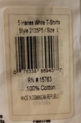 Hanes Men’s 5-Pack Cotton Tagless, Lay-Flat Collar T-Shirts, Size L White 2135P5