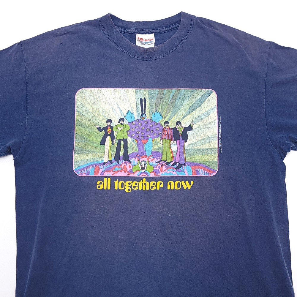 The Beatles T-Shirt Mens L Blue All Together Now 1993 Yellow Submarine