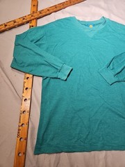 Vintage On Your Mark Shirt Mens XL Blue Teal Striped Preppy Casual Normcore Tee