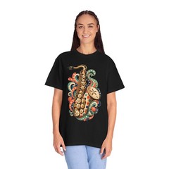 Coastal Sand Dollar Saxophone T-Shirt Graphic
