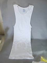 8 – Gildan Mens A-Shirts MEDIUM White Ribbed Cotton Tag Free Moisture Wicking