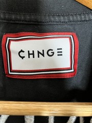 CHNGE Organic Cotton Long Sleeve T-Shirt Mens XL Black Embroidered Respect Women