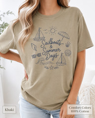 Sailboats & Summer Days Comfort Colors Tee, Nautical Coastal Shirt