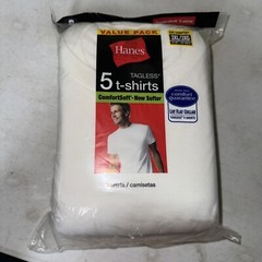 Hanes TAGLESS 5 t-shirts Lay flat Collar White