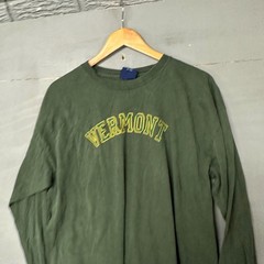 MV Sport Vermont Long Sleeve T-Shirt Mens XL Forest Green Embroidered Graphic