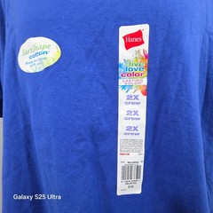 Hanes Men’s Short Sleeve Blue T-Shirt Crewneck ComfortBlend Sz – 2XL