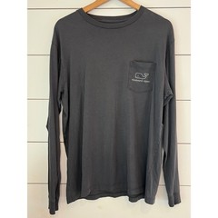 Vineyard Vines Mens Long Sleeve Pocket T-Shirt Gray Graphic Cotton XL fisherman